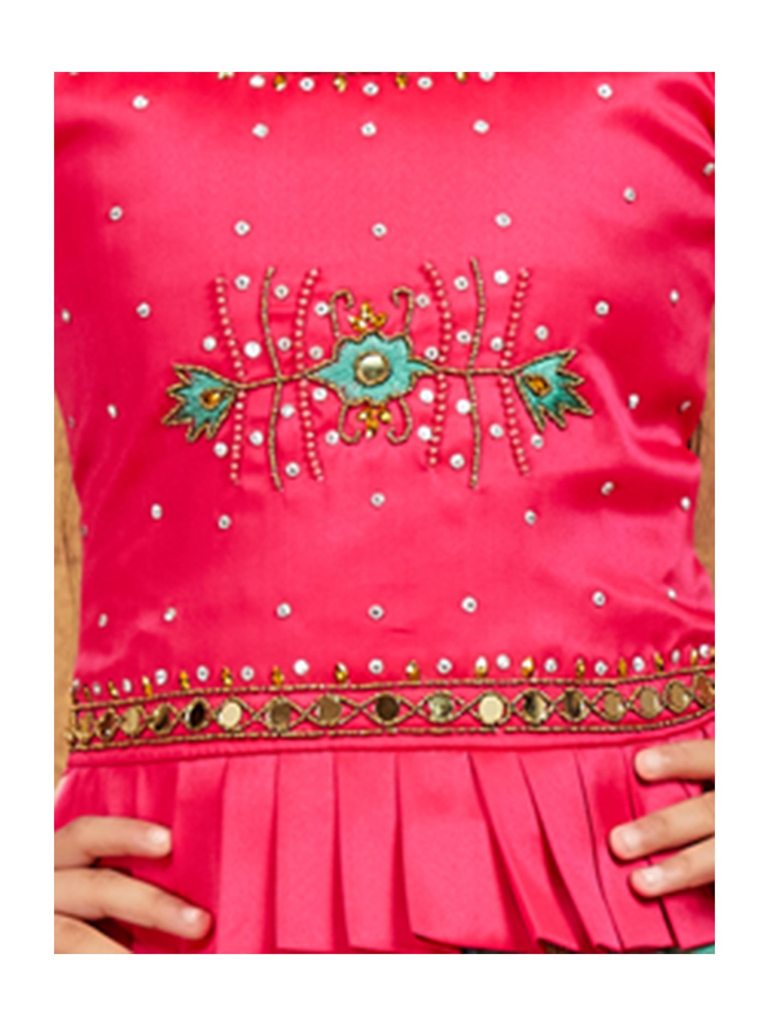 A Little Fable Kids Blue Printed Lehenga with Choli & Dupatta