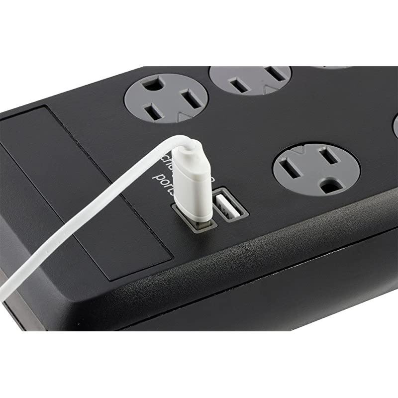 SurProtector with 10 Outlets and 2 USB Ports TwisttoLock Black 13476