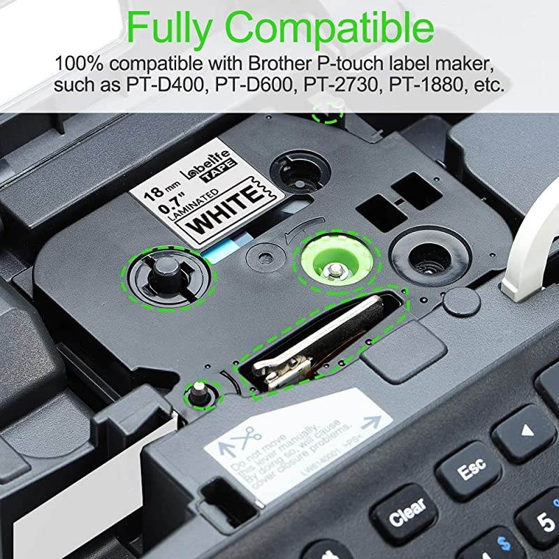 Compatible Label Tape Replacement for Brother PTouch TZe Label Tape 18mm 07 Inch Laminated Black on OrangeRedBlueYellowGreen for P Touch D400 D600 1880 Label Maker 34 inch 5Pack