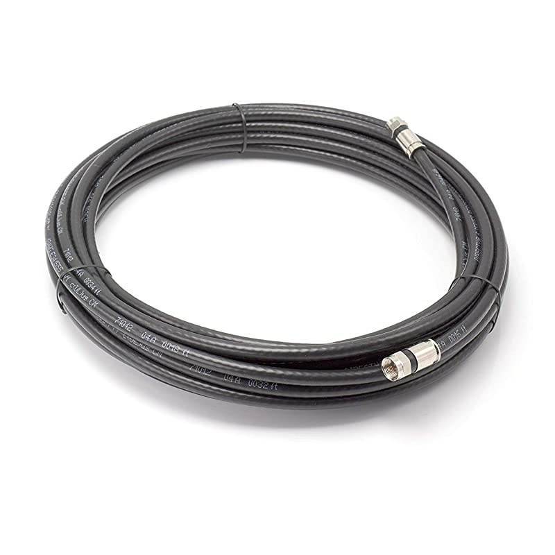 Feet Black RG6 Coaxial Cable Coax Cable Made in The USA with Connectors F81 RF Digital Coax AV CableTV Antenna and Satellite CL2 Rated Foot