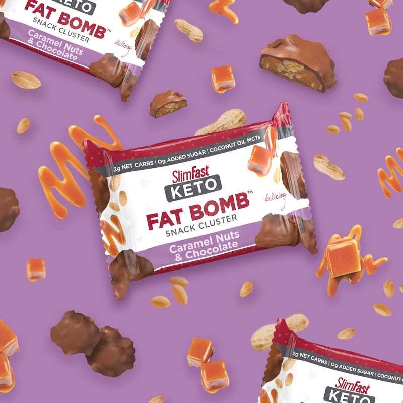 SlimFast Keto Fat Bomb Snack Cluster - Caramel Nuts & Chocolate - 14ct
