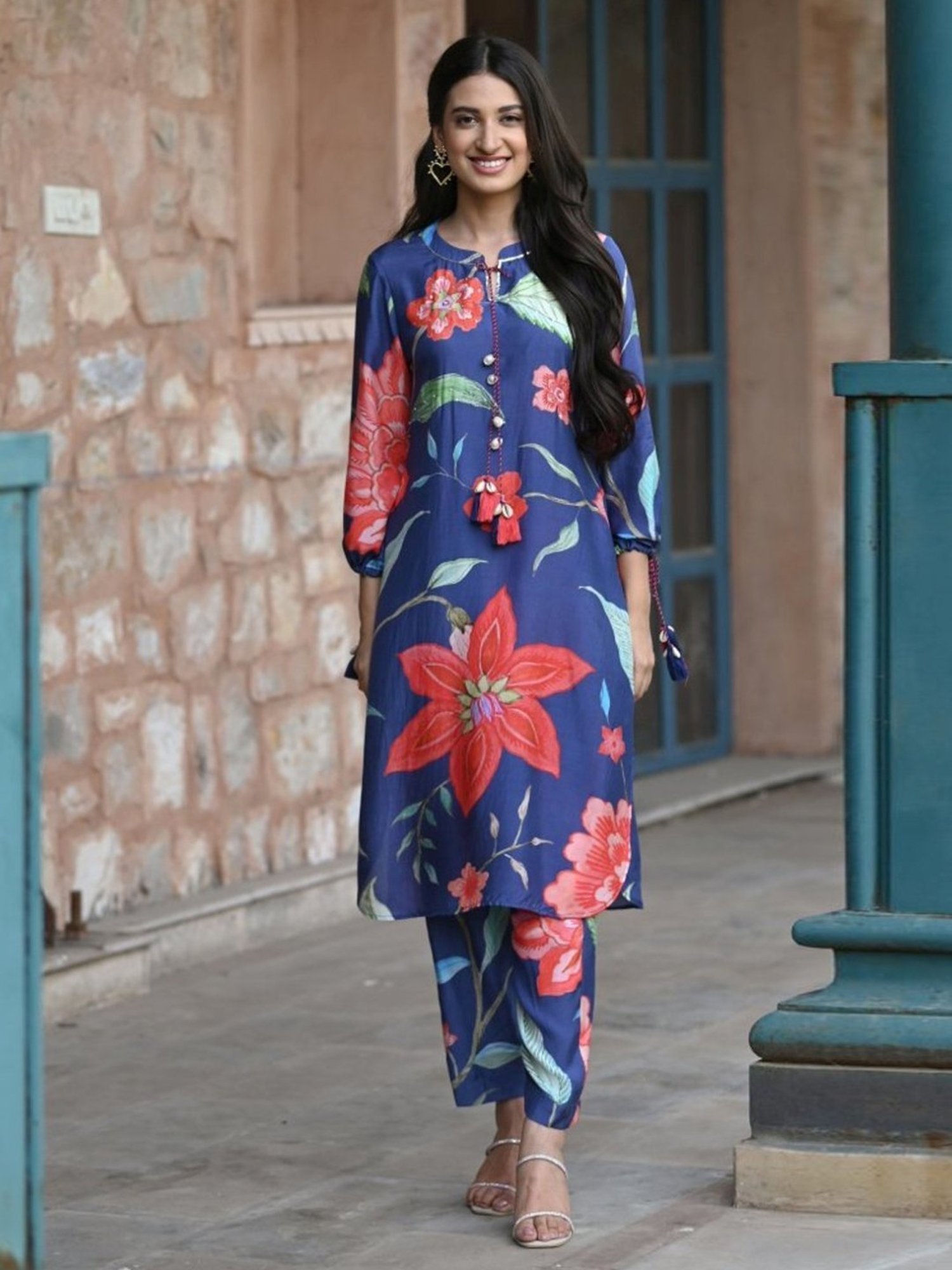 Mahee Jaipur Blue Muslin Fiore Kurta with Pant