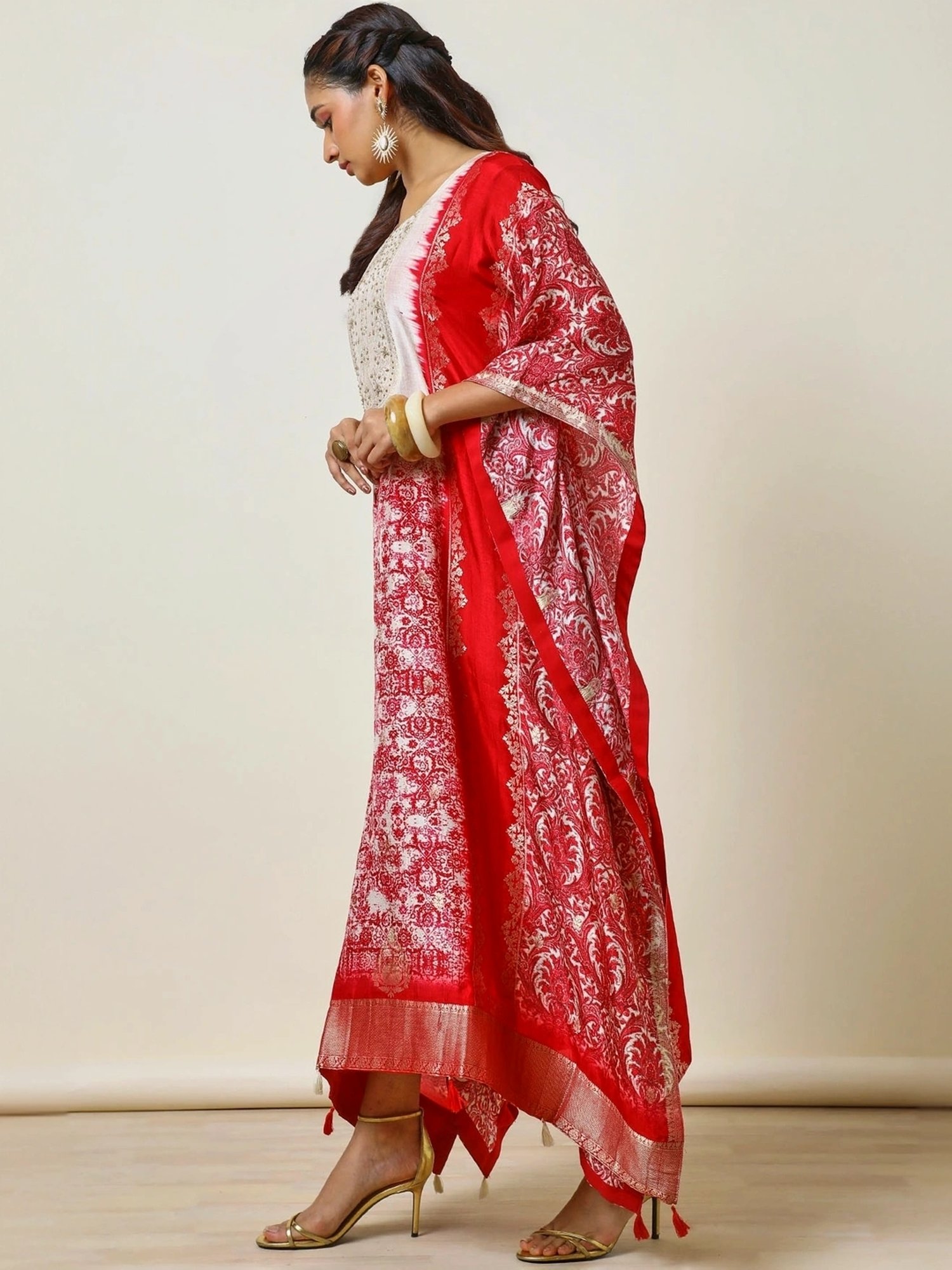 Soch Red Jacquard Pattern Maxi Kaftan With Inner