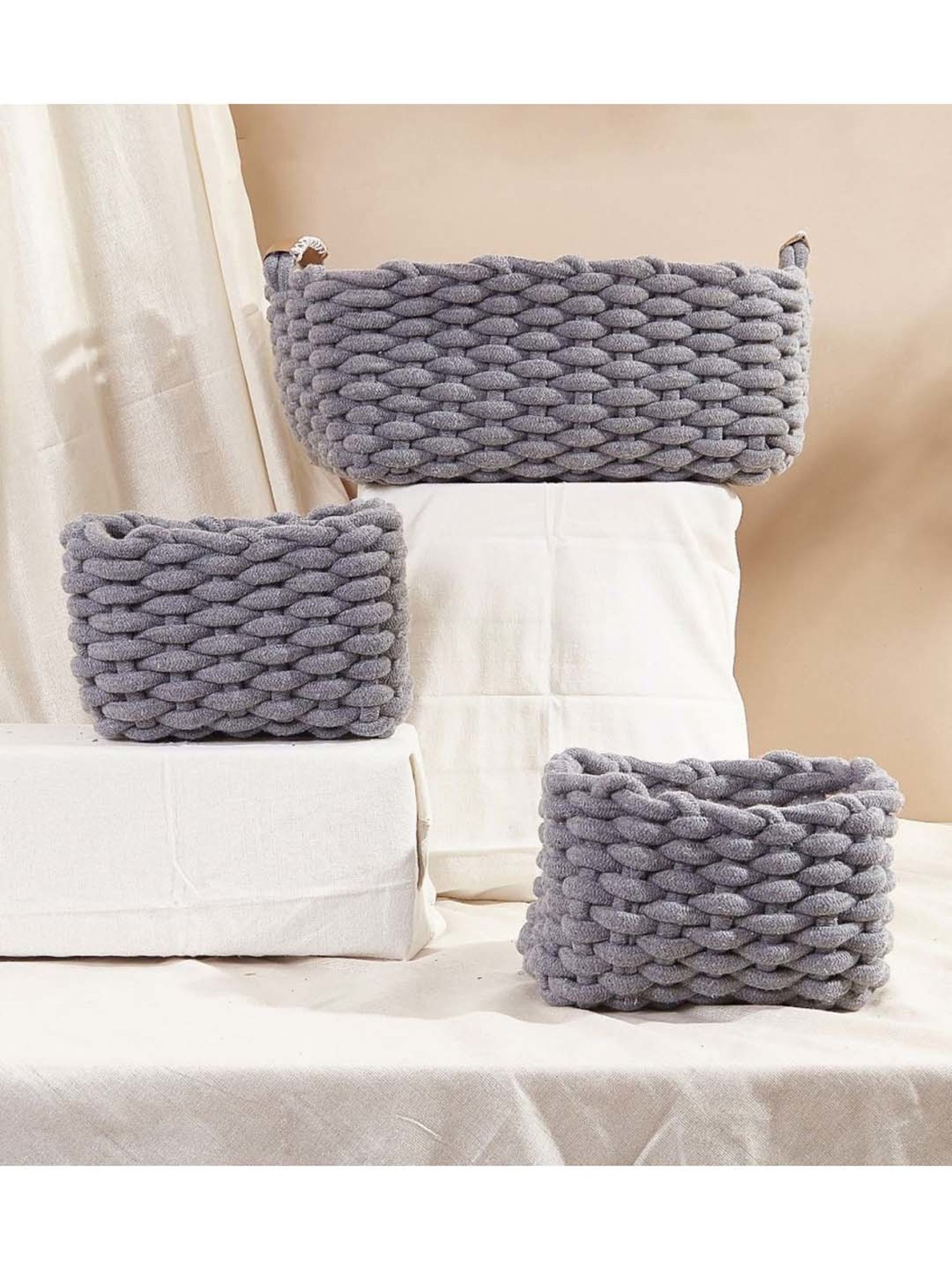 Mason Home Grey Knot Basket (Set of 3)