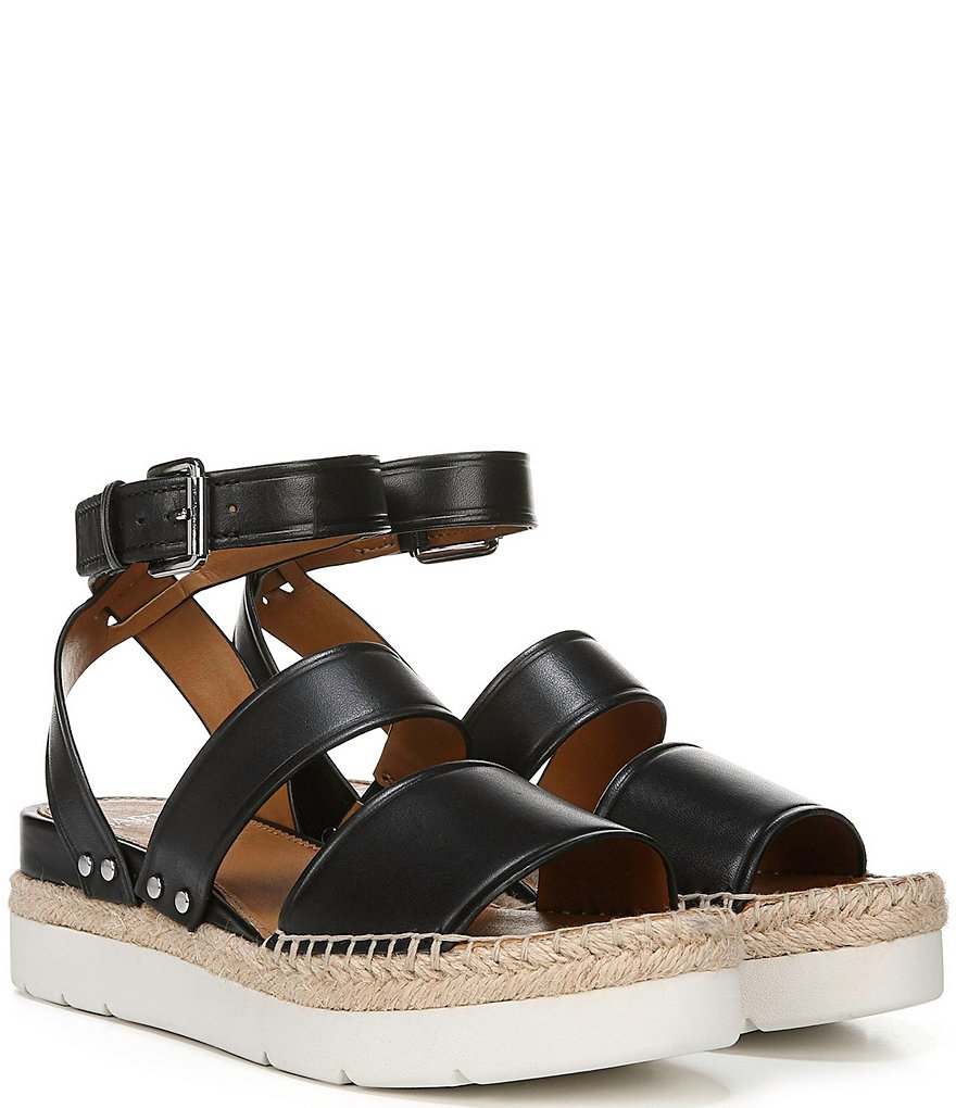 Sarto by Franco Sarto Calvin Leather Espadrille Platform Wedge Sandals