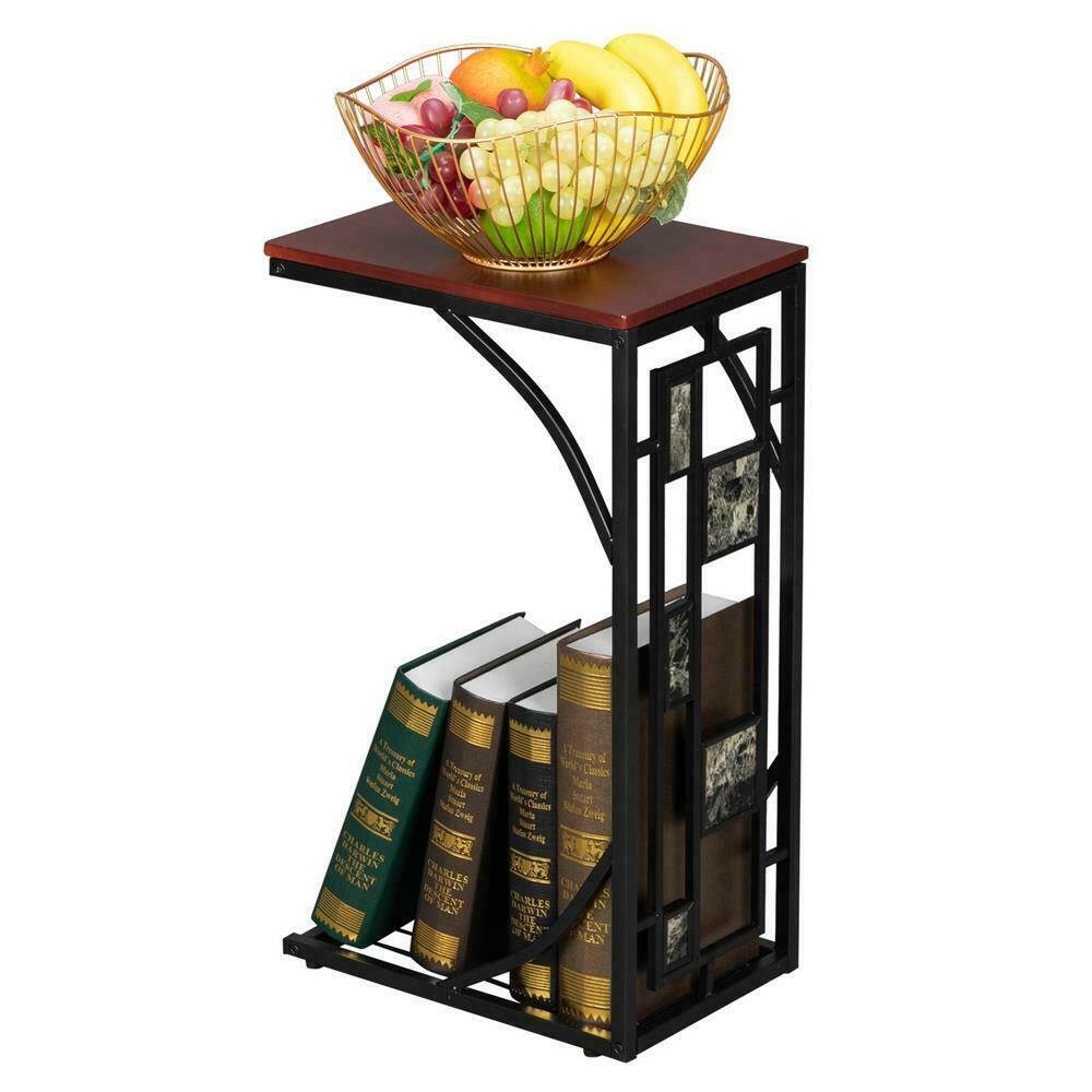 Finish Chrome Frame Snack Sofa Bed Side Magazine End Table With Scroll Desction