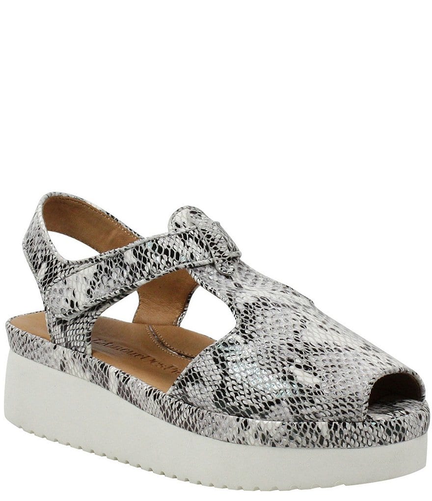 L'Amour Des Pieds Almika Snake Print T-Strap Flatform Sandals