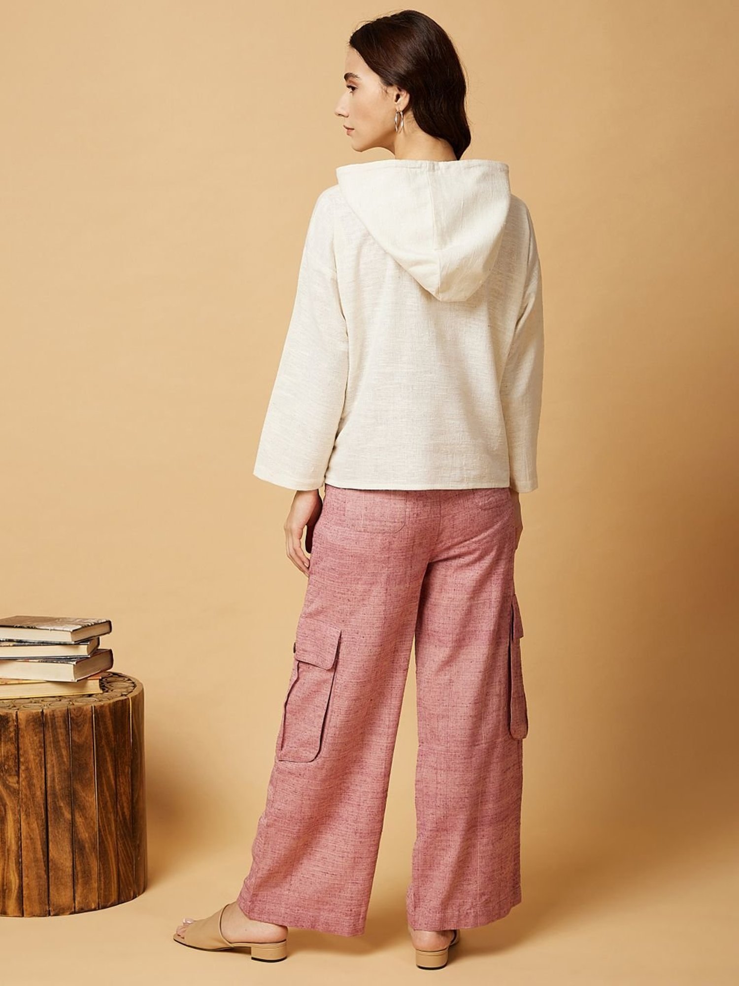 Arras Dusky Pink Cargo Style Wide-leg Pants