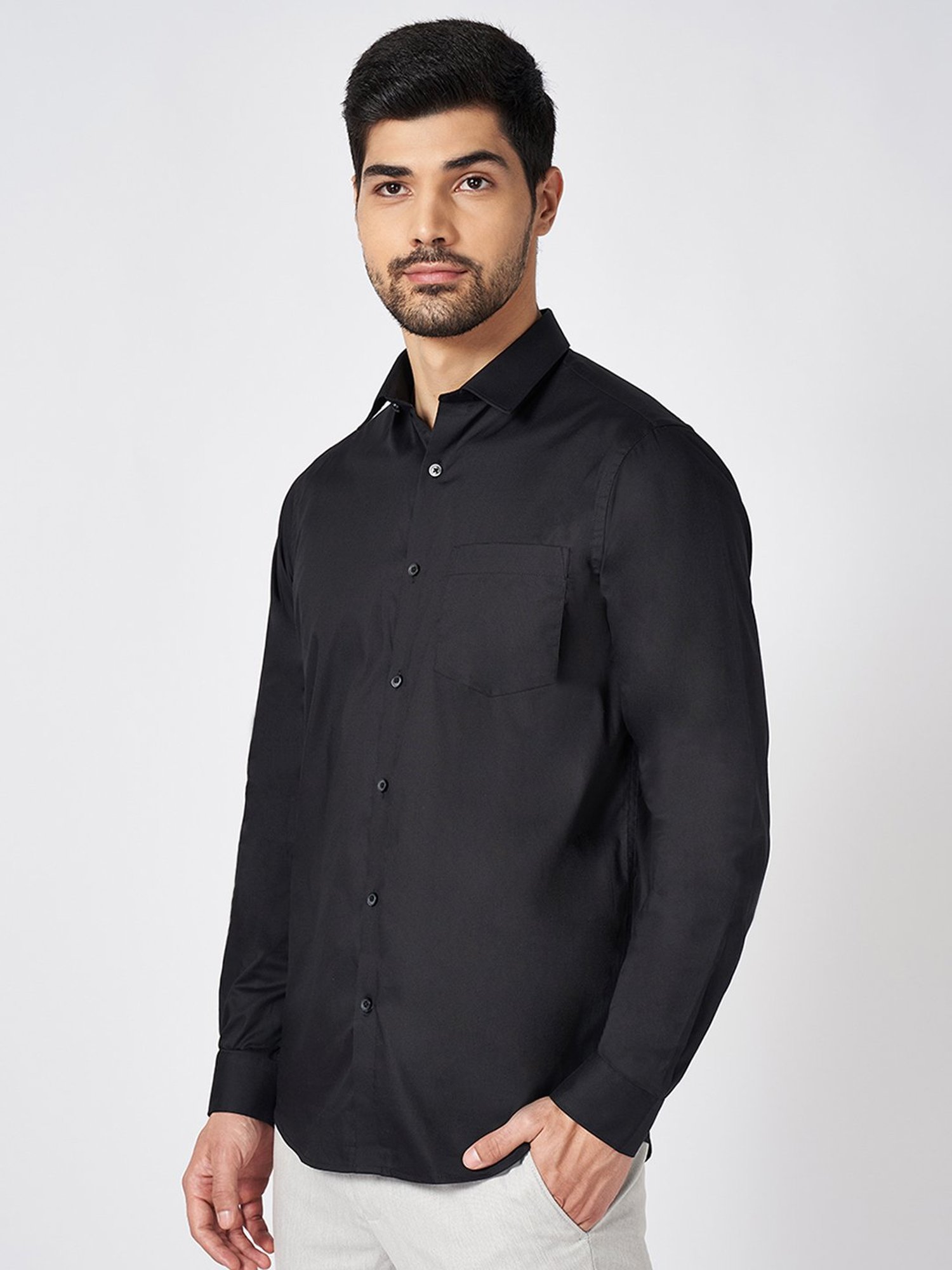 Peregrine by Pantaloons Pirate Black Cotton Regular Fit Tie - Dye Shirt