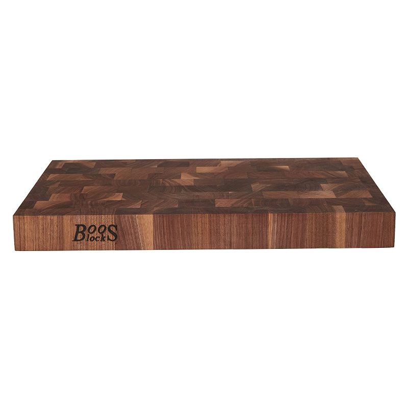 John Boos Walnut Wood Edge Grain Reversible Kitchen Countertop Butcher 18 x 12 Inches Cutting Board and 3 Piece Maintenance Oil Set