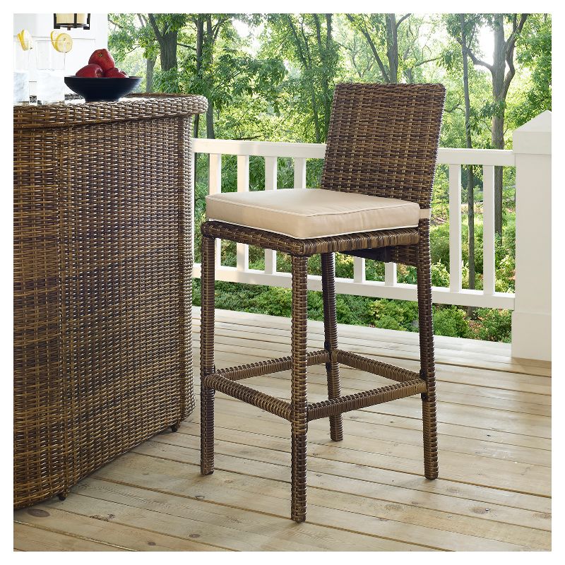 Bradenton Set of 2 Outdoor Wicker Bar Height Stools - Sand - Crosley