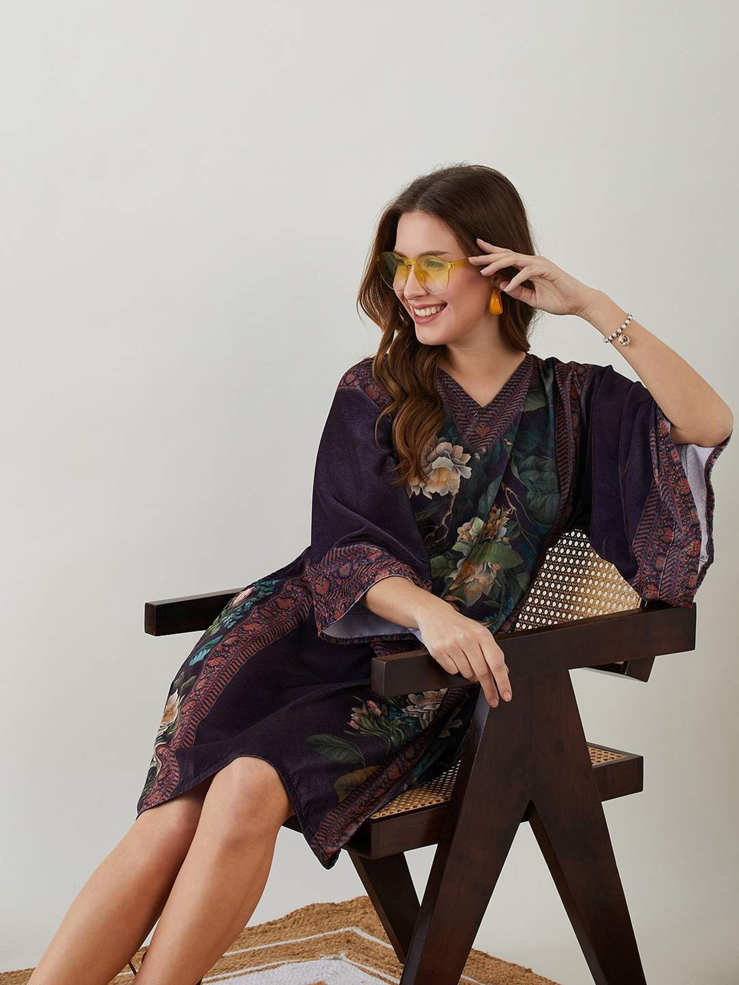 The Kaftan Company Black Printed A-Line Dress