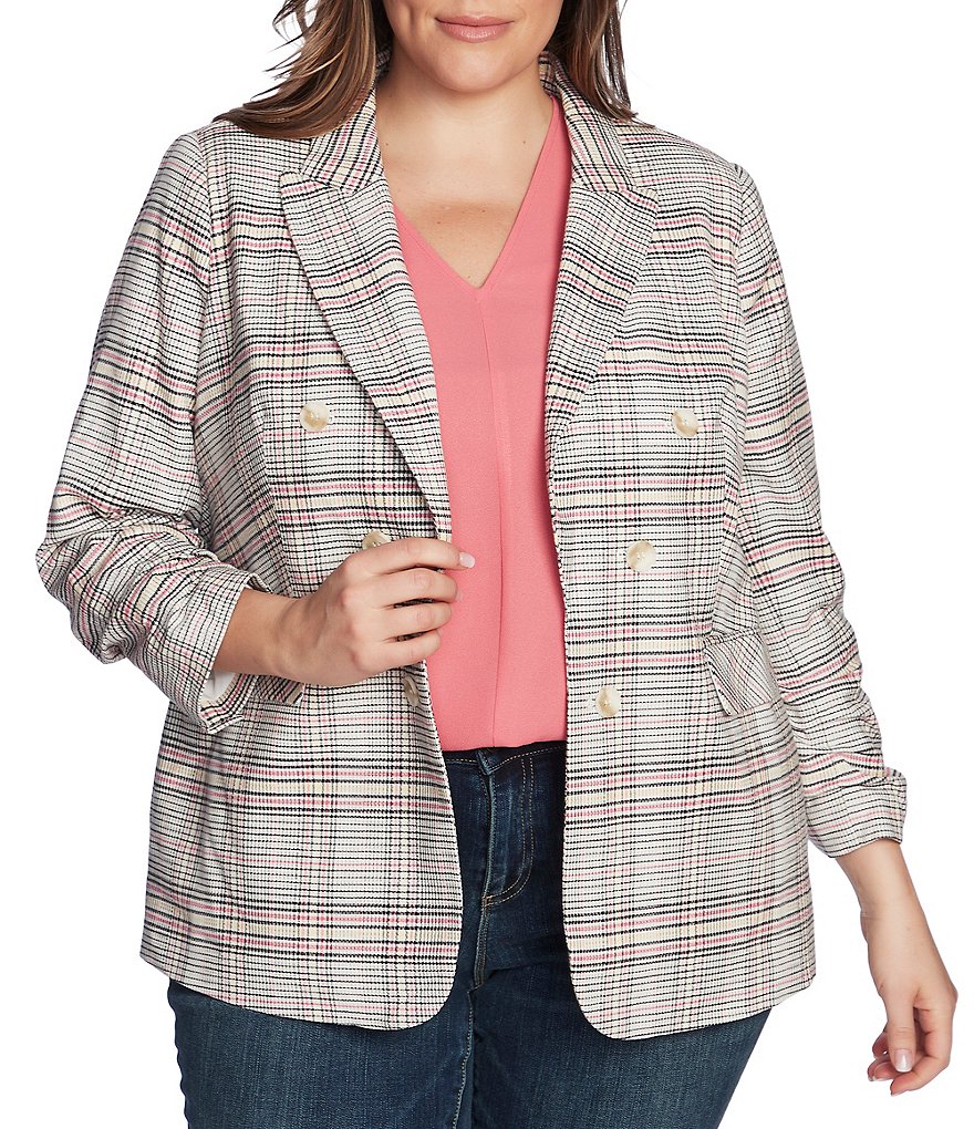 Ali Miles Plus Size Mixed Animal Print Open-Front Drop Needle Onion Skin Jacket