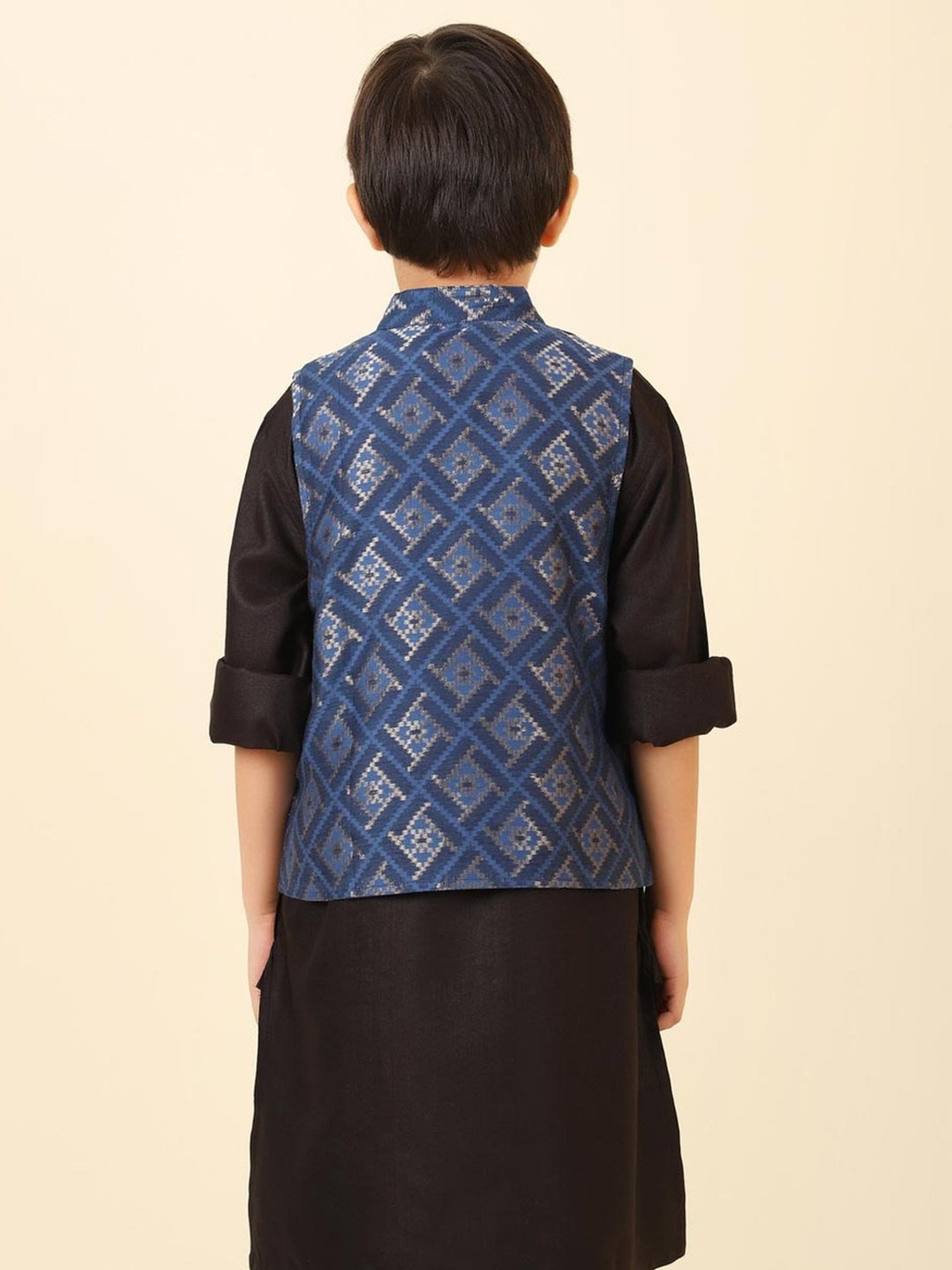 Fabindia Kids Blue Printed Jacket