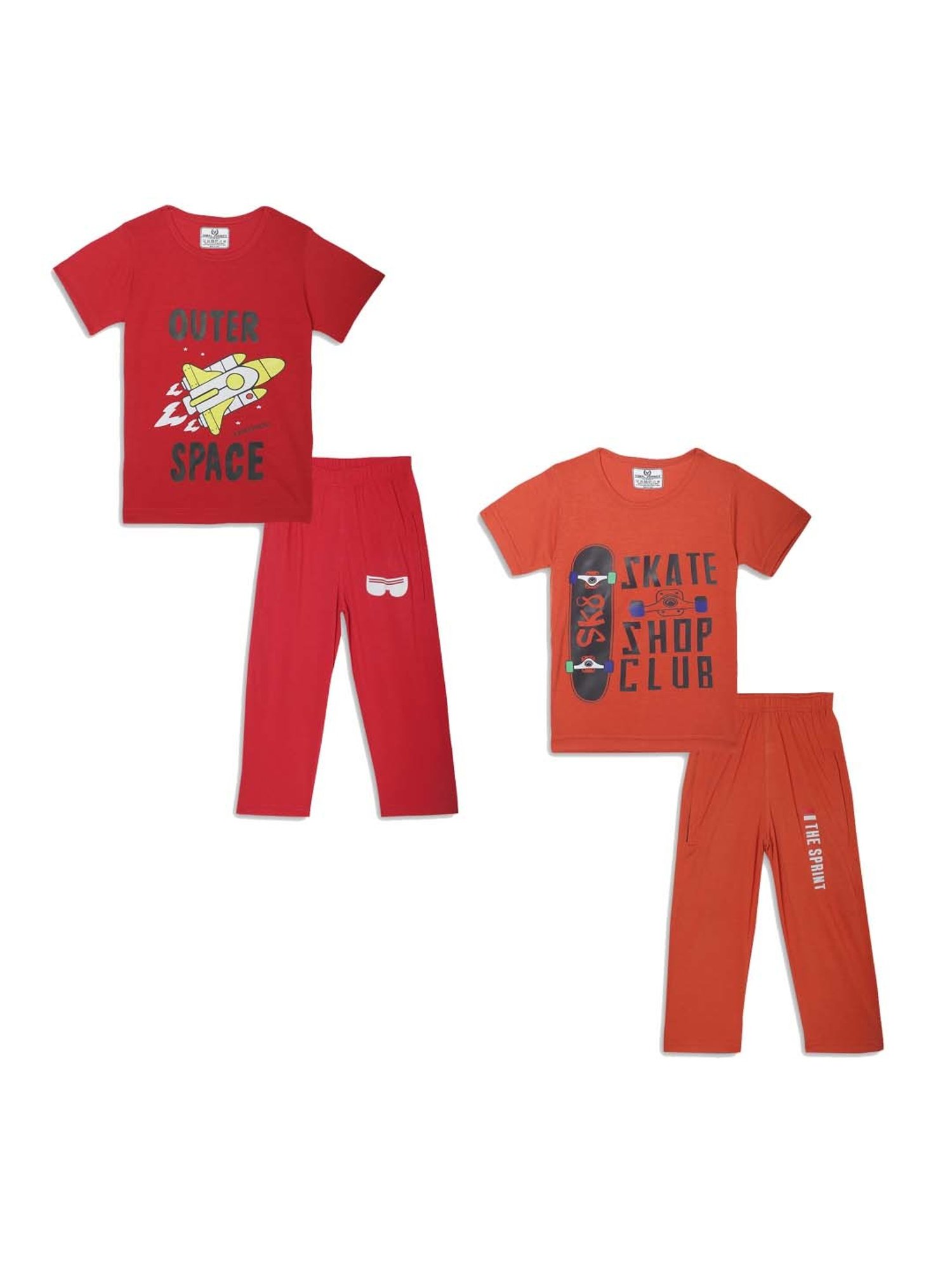 Vimal Jonney Kids Red Printed T-Shirt Set