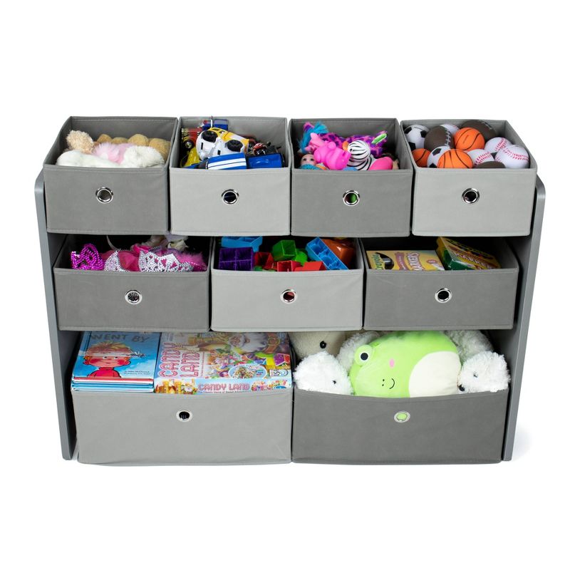 Camden Fabric Toy Organizer with 9 Storage Bins Gray - Humble Crew