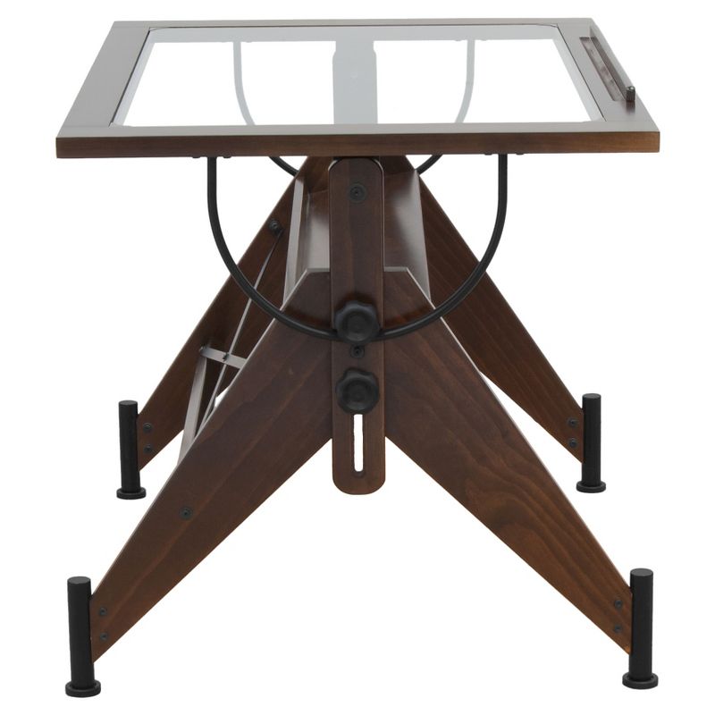 Aries Glass Top Table Dark - Walnut/Black