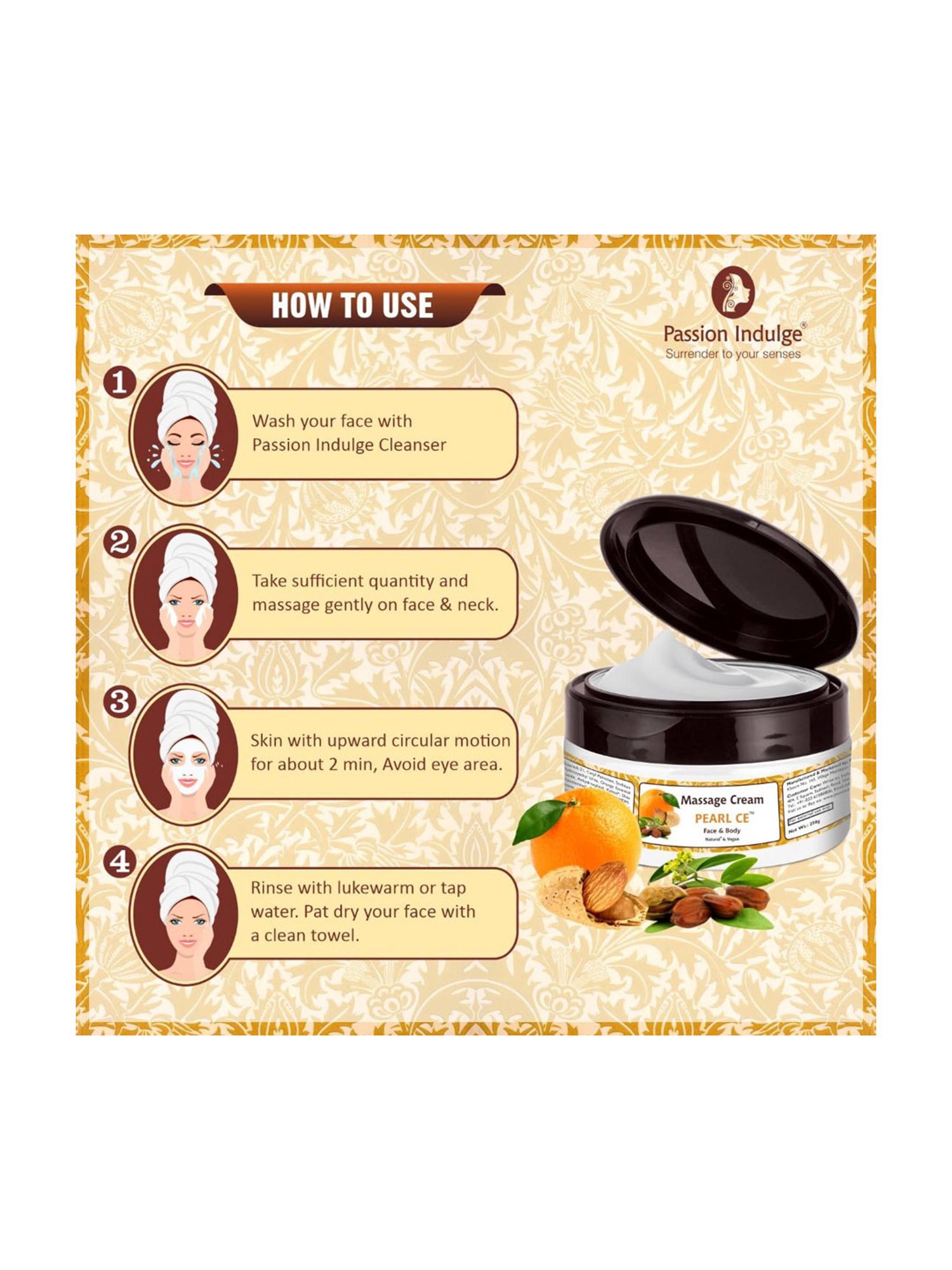 Passion Indulge Pearl-Ce Face and Body Cream - 250 gm