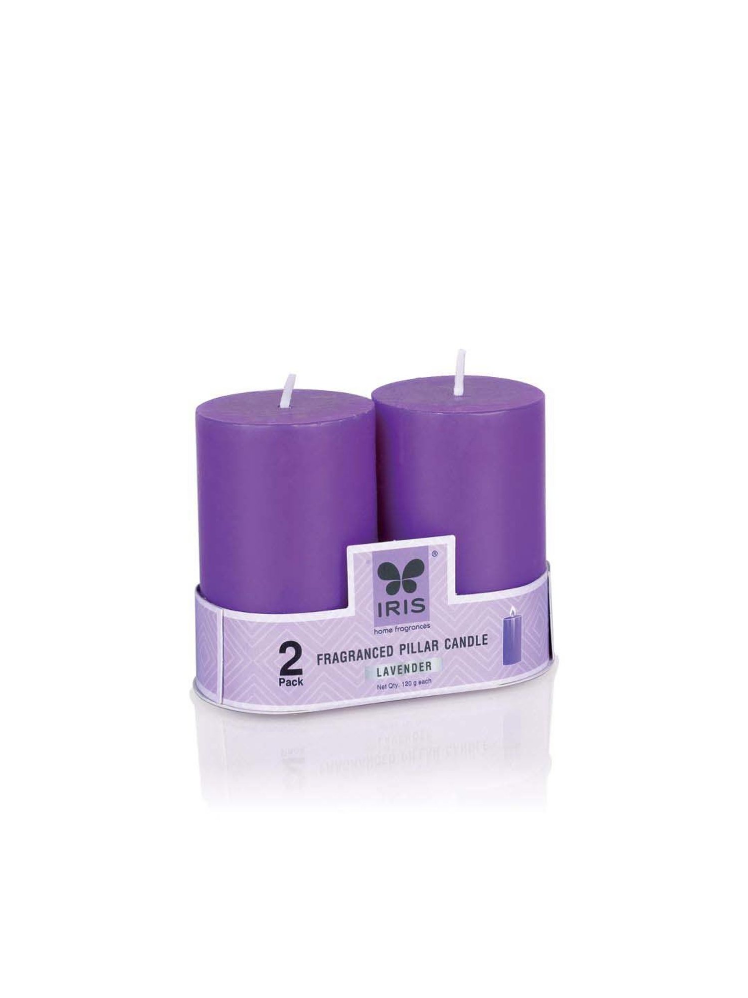 IRIS Purple Home Fragrances Lavender Fragrance Pillar Candles - Set of 2