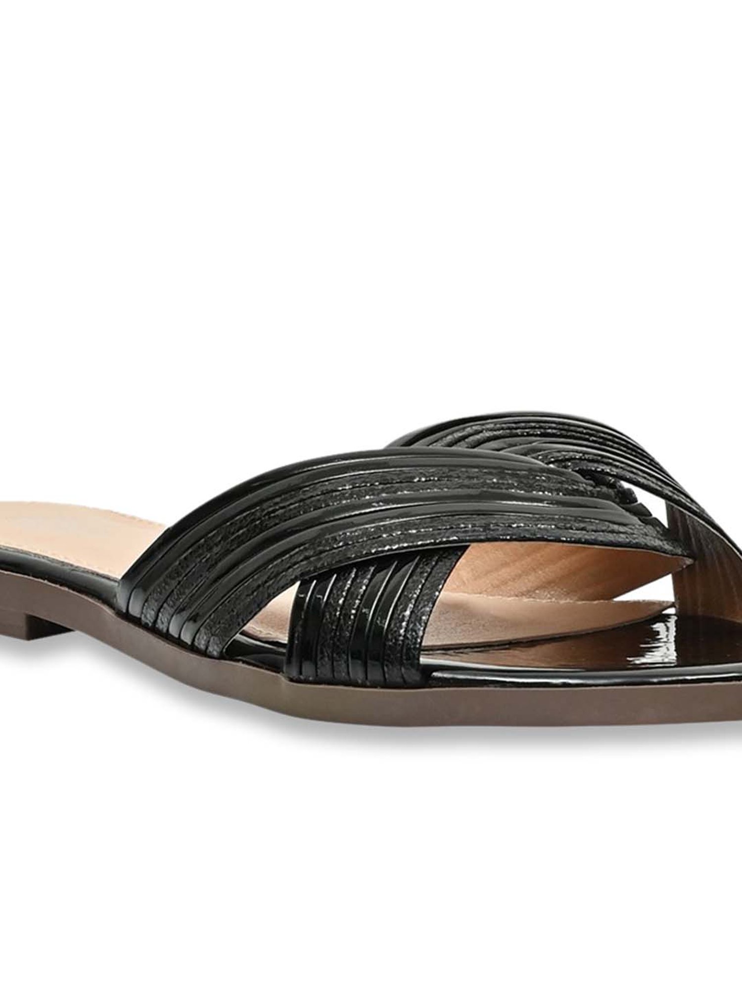 Jove Women's Black Cross Strap Sandals