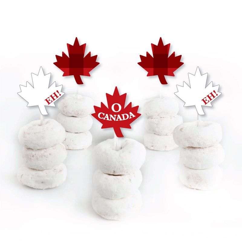 Big Dot of Happiness Canada Day - Dessert Cupcake Toppers - Canadian Party Clear Treat Picks - Set of 24