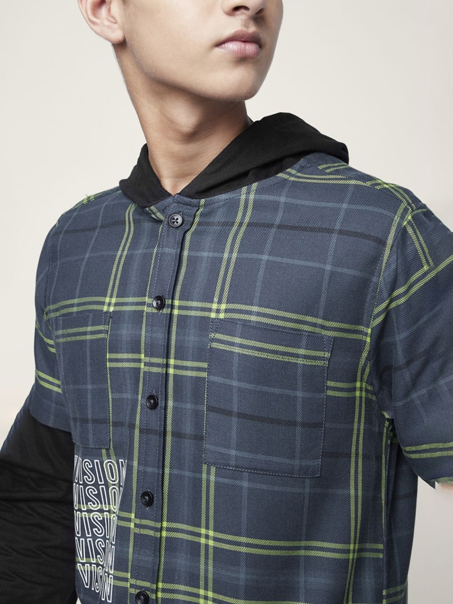 Coolsters by Pantaloons Kids Blue & Green Cotton Chequered Full Sleeves Shirt