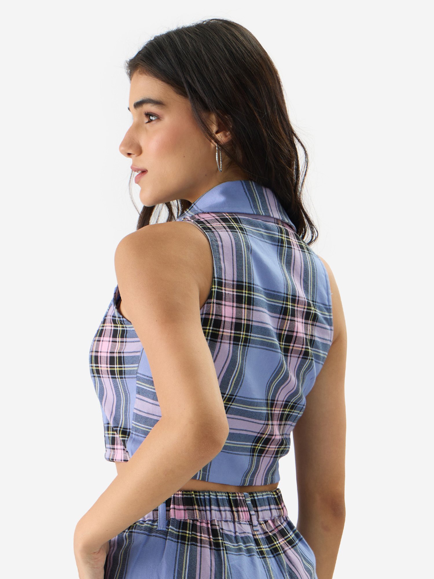 The Souled Store Multicolor Checks Crop Top