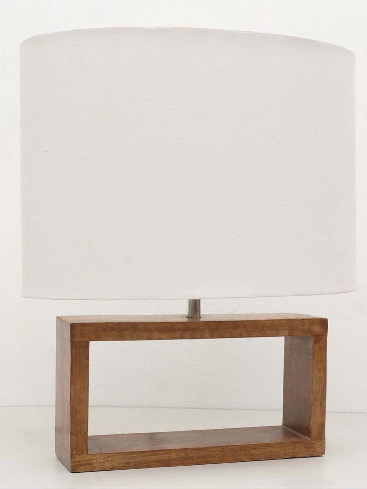 Homesake White & Brown Wood Bedside Desk Nightstand Table Lamp