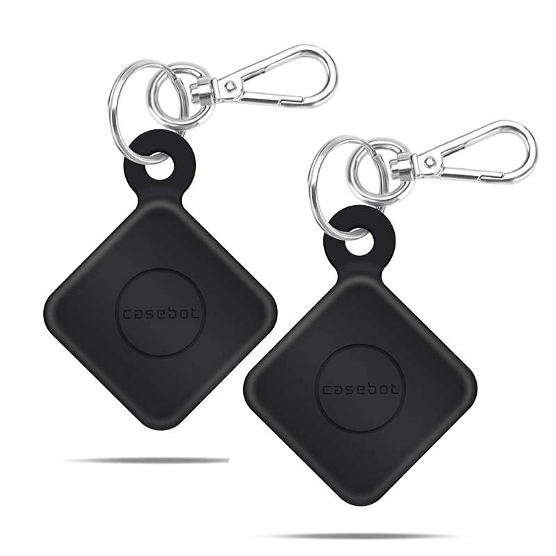 2 Pack  Silicone Case with Carabiner Keychain for Tile Mate 2020 amp 2018 AntiScratch Lightweight Soft Protective Sleeve Skin Cover Black