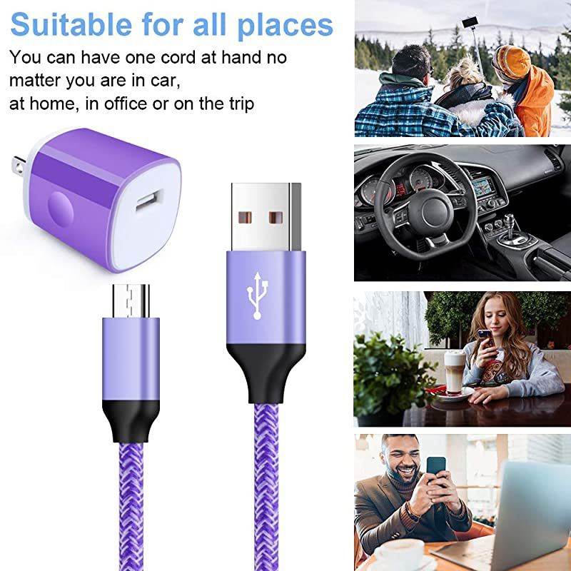 Port Charger Block Charging Cable Android Fast Charge Android Charger Kit Compatible for Samsung Galaxy S7S6 Edge Note 54J7Tab S2LG K30K20V10LG Stylo 23 PlusMoto G5 E4 Droid Turbo 2