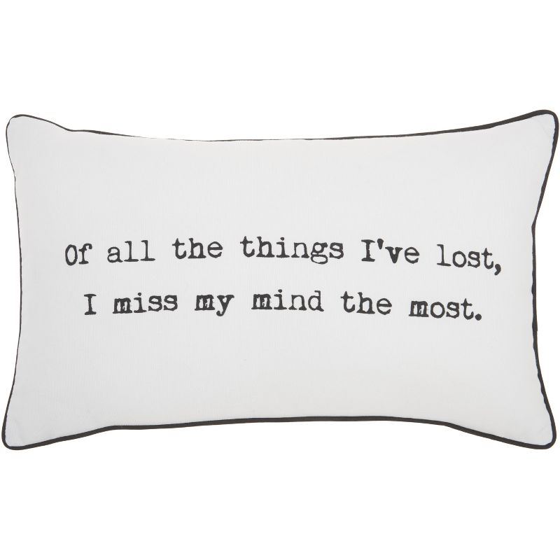 Nourison Trendy, Hip, New-Age "Of All The Things" White Throw Pillow - 12"X20"