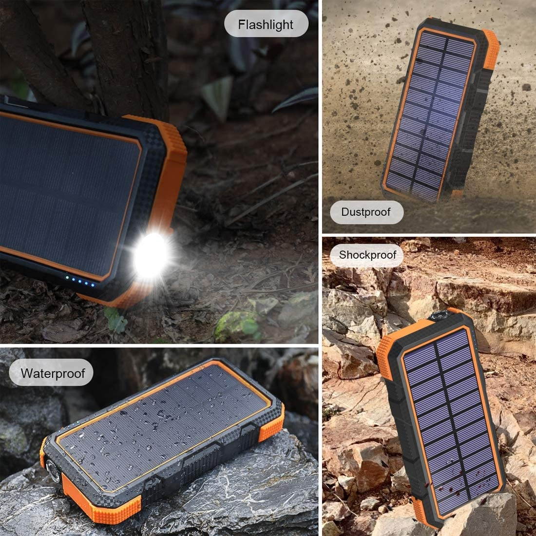 Solar Charger 24000mAh Tranmix 18W USB C Power Bank QC 3.0 Portable Wireless Charger with 4 Outputs Solar Phone Charger for Smartphone Tablet and Laptop