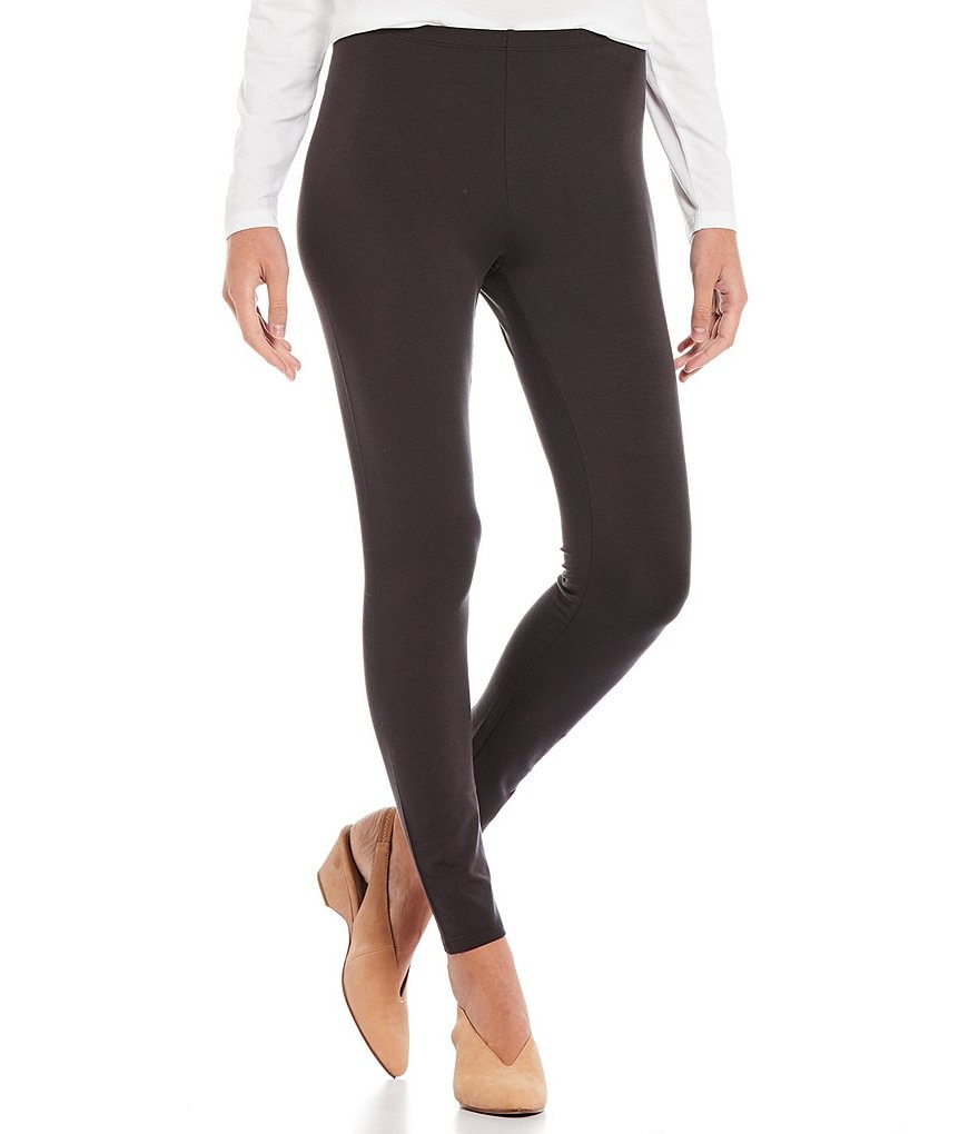 Eileen Fisher Tencel Stretch Knit Jersey Ankle Length Pull-On Leggings