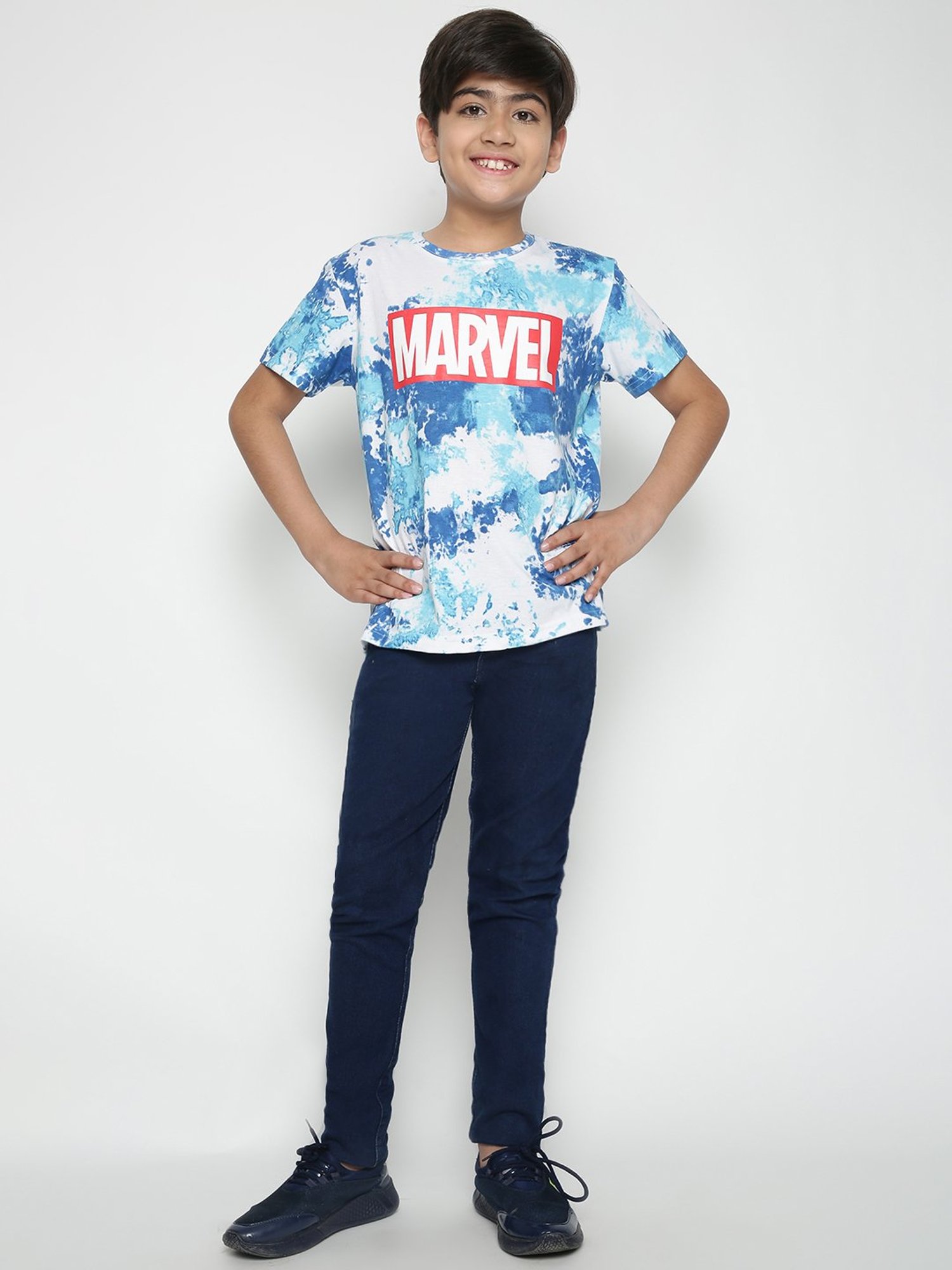 Lil Tomatoes Kids Blue & White Printed T-Shirt