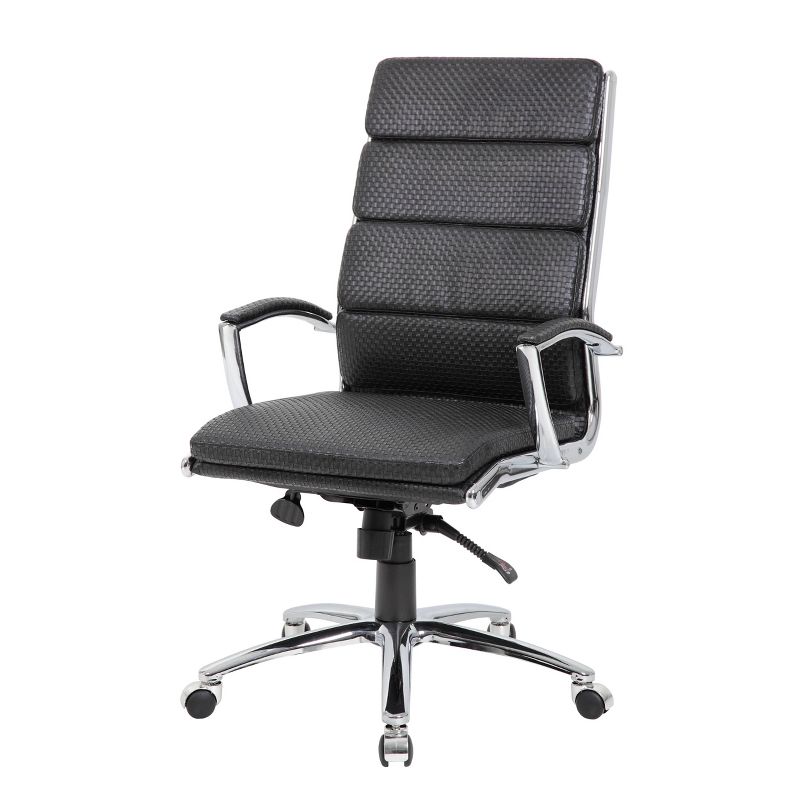 Executive Vinyl Chair with Metal Chrome Finish Black - Boss Office Products