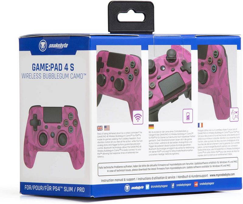 Snakebyte Gamepad S Wireless for PlayStation 4 - Wireless PS4 Controller - Bubblegum Camo - PlayStation 4