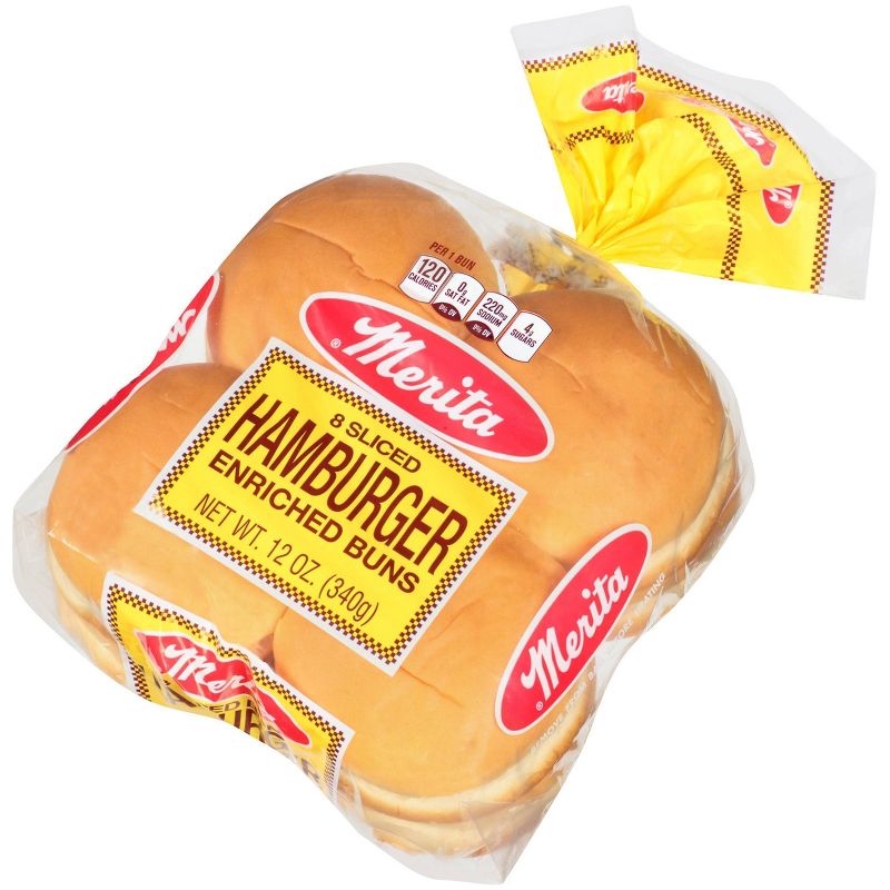 Merita White Hamburger Buns 8ct 12oz