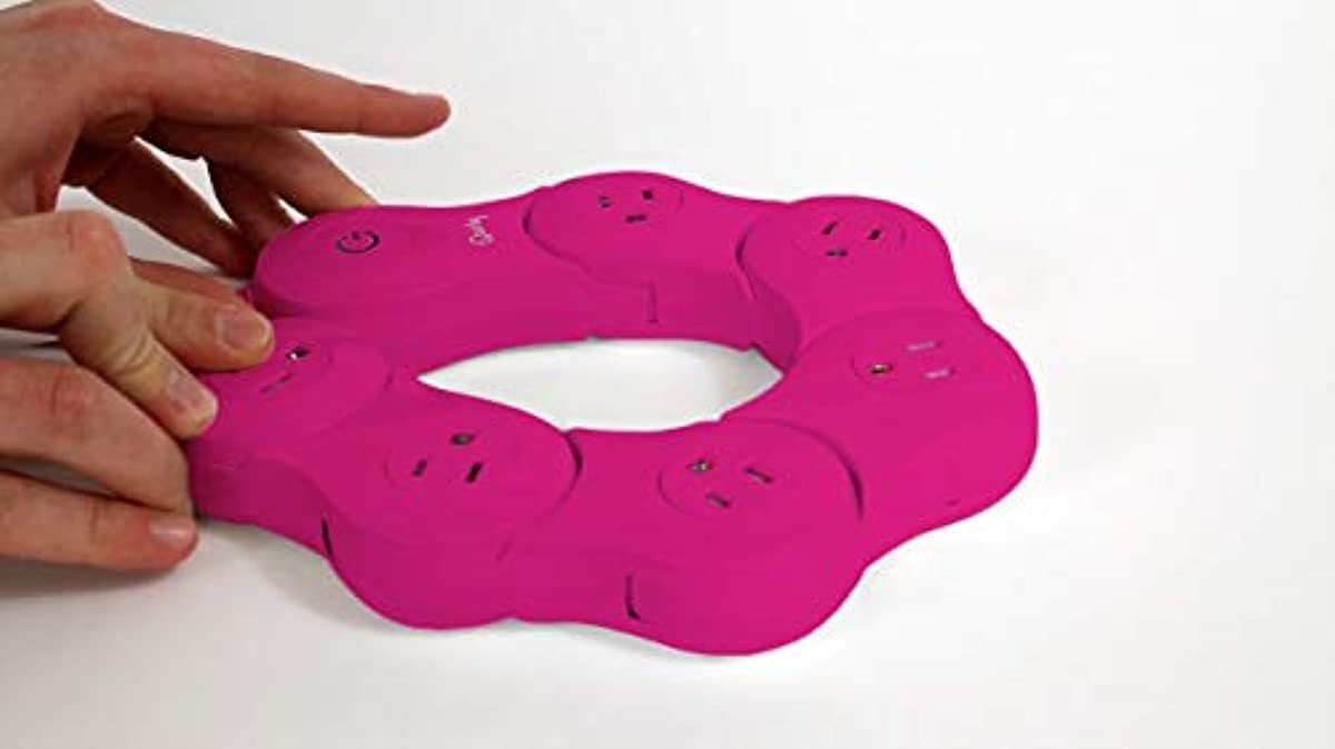 Quirky Pivot Power 2.0 - Flexible and Bendable 6 Outlet Surge Protector - Pink