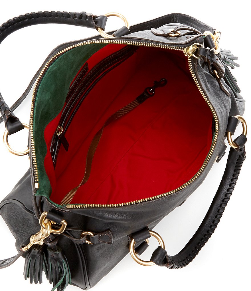 Dooney & Bourke Florentine Leather Tasseled Satchel Bag
