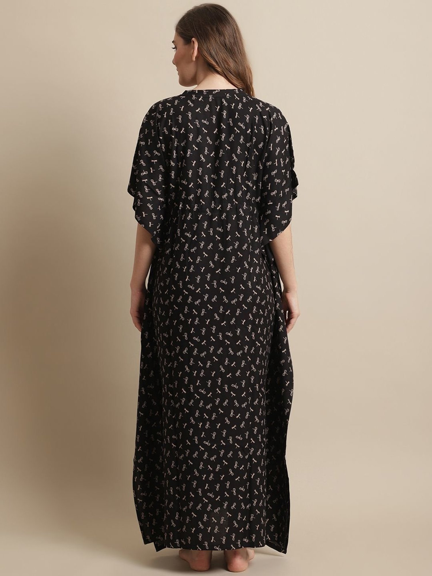 Boston Club Black Printed Kaftan