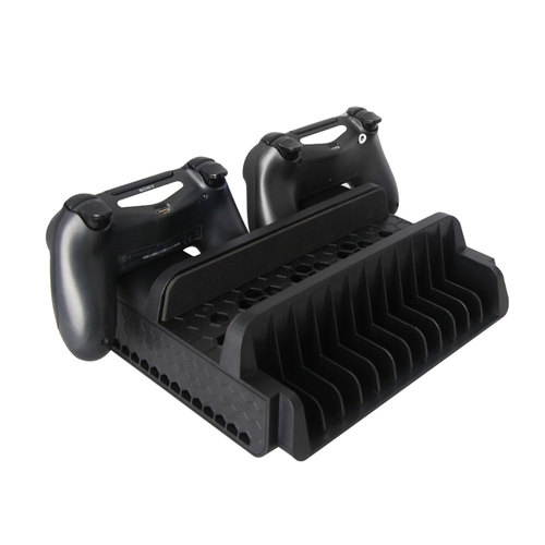 Deco Gear Vertical Dual Controller Charging Dock for PS4/ PS4 Slim/ PS4 Pro with 2 High Speed Cooling Fans and Slot for 12 Games