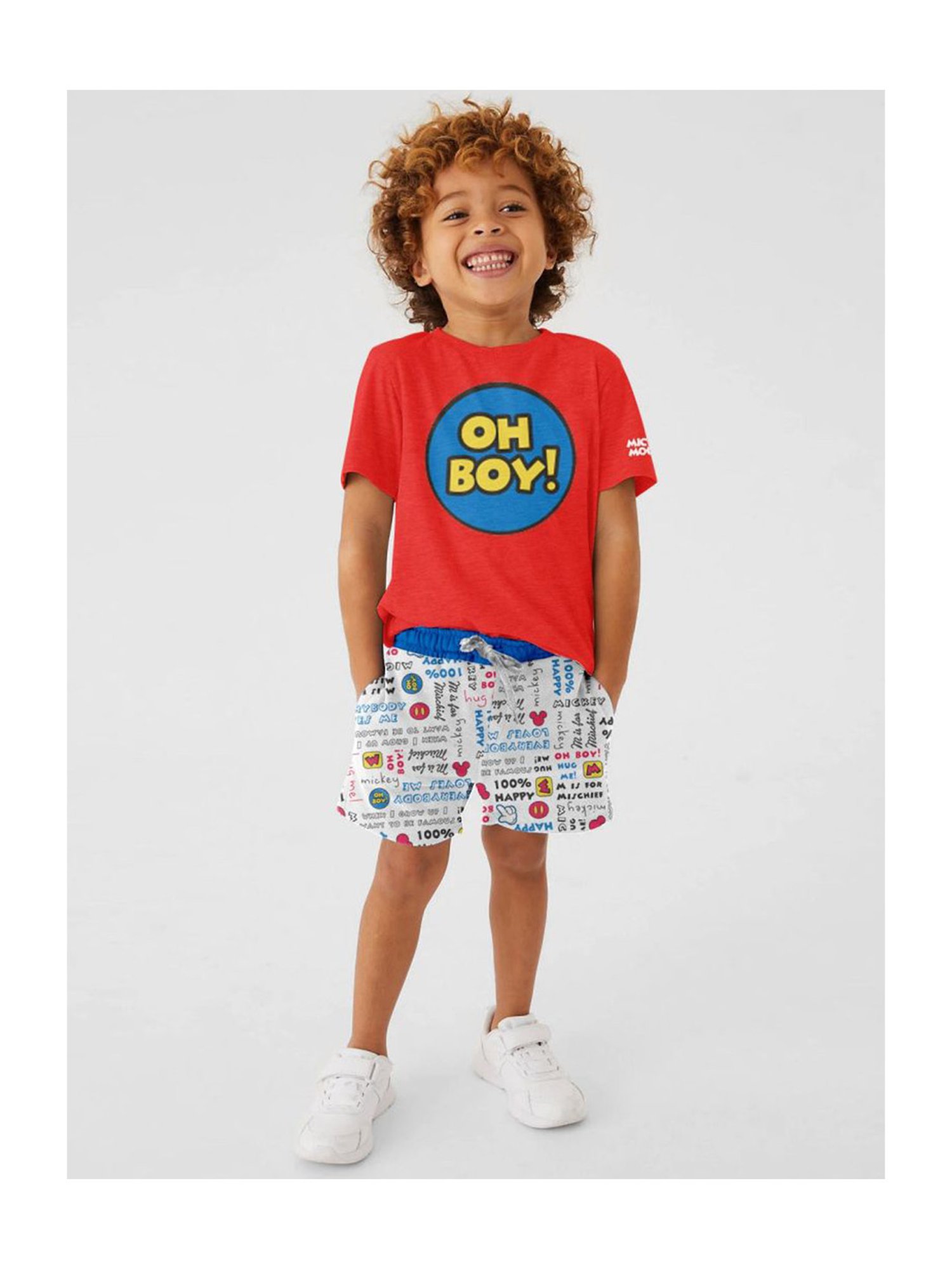 Bonkids Kids Multicolor Cotton Printed Mickey Shorts