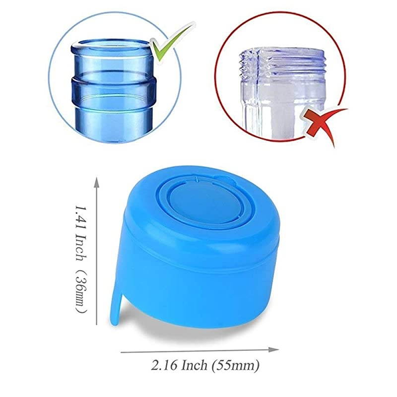 20 Pieces Non Spill Caps Anti Splash Bottle Caps Reusable for 55mm 3 and 5 Gallon Water Jugs with 2 Pieces Water Bottle HandleRandom Color