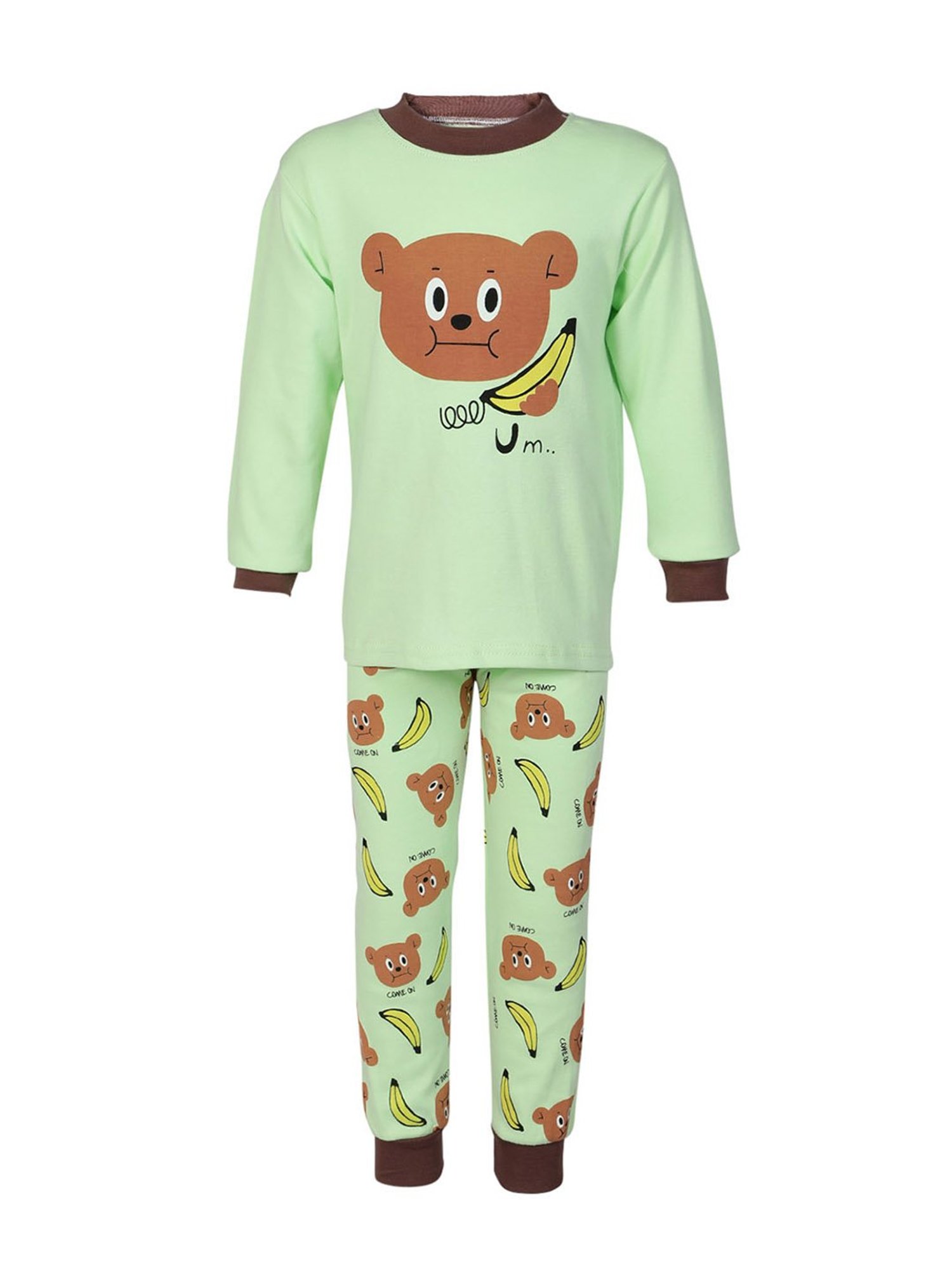 Passion Petals Boys Green Printed T-Shirt with Pajamas