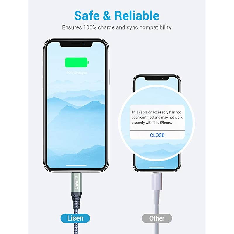 iPhone Charger Cable (10ft / 3m)  USB A to Lightning Cable 10 Feet, Durable Nylon Braided Fast Charging Cord Compatible with iPhone 11/Pro/X/Xs Max/XR/8 Plus /7 Plus/6/ iPad