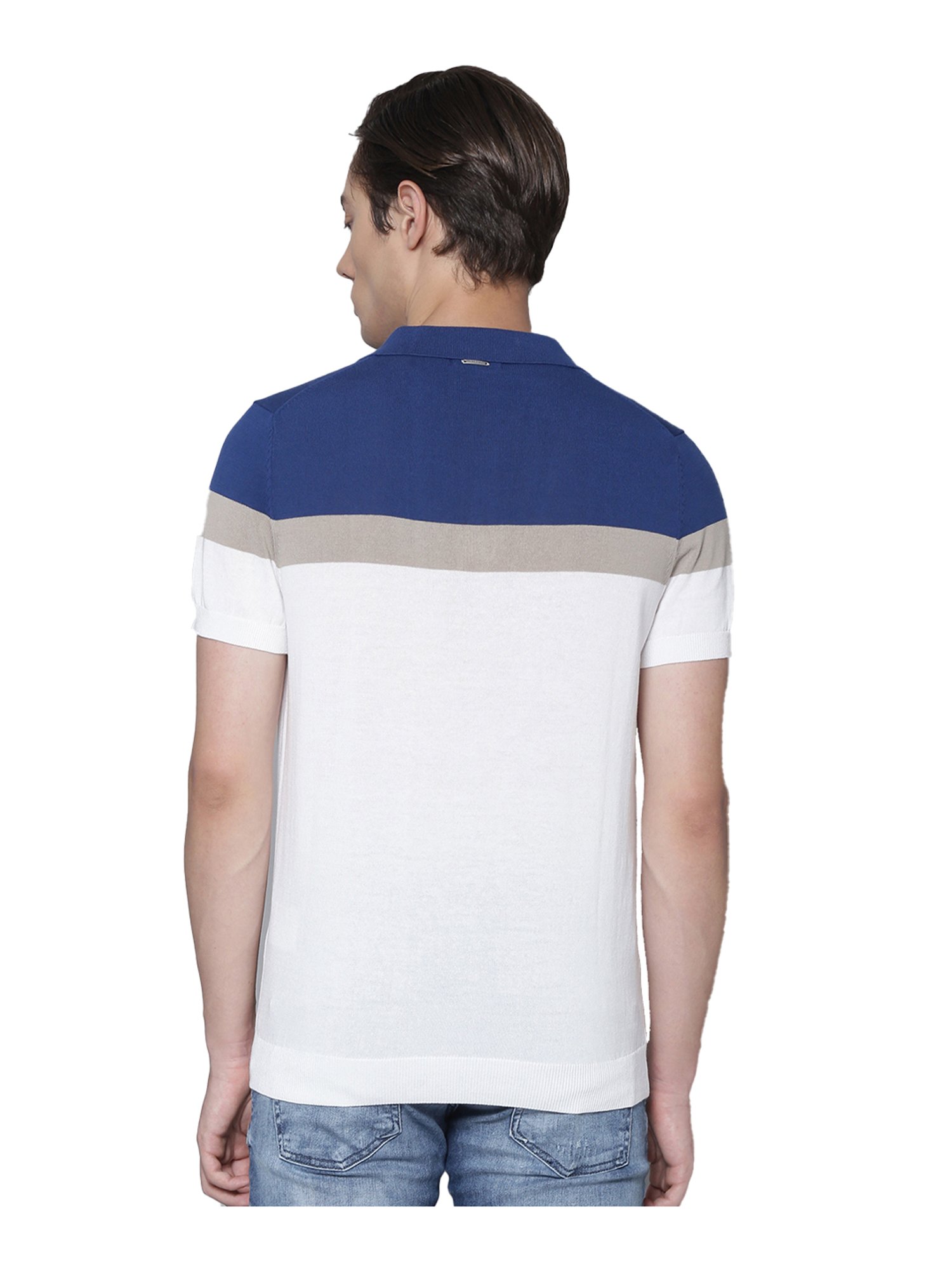 Antony Morato Blue & White Colour-Block Polo T-Shirt