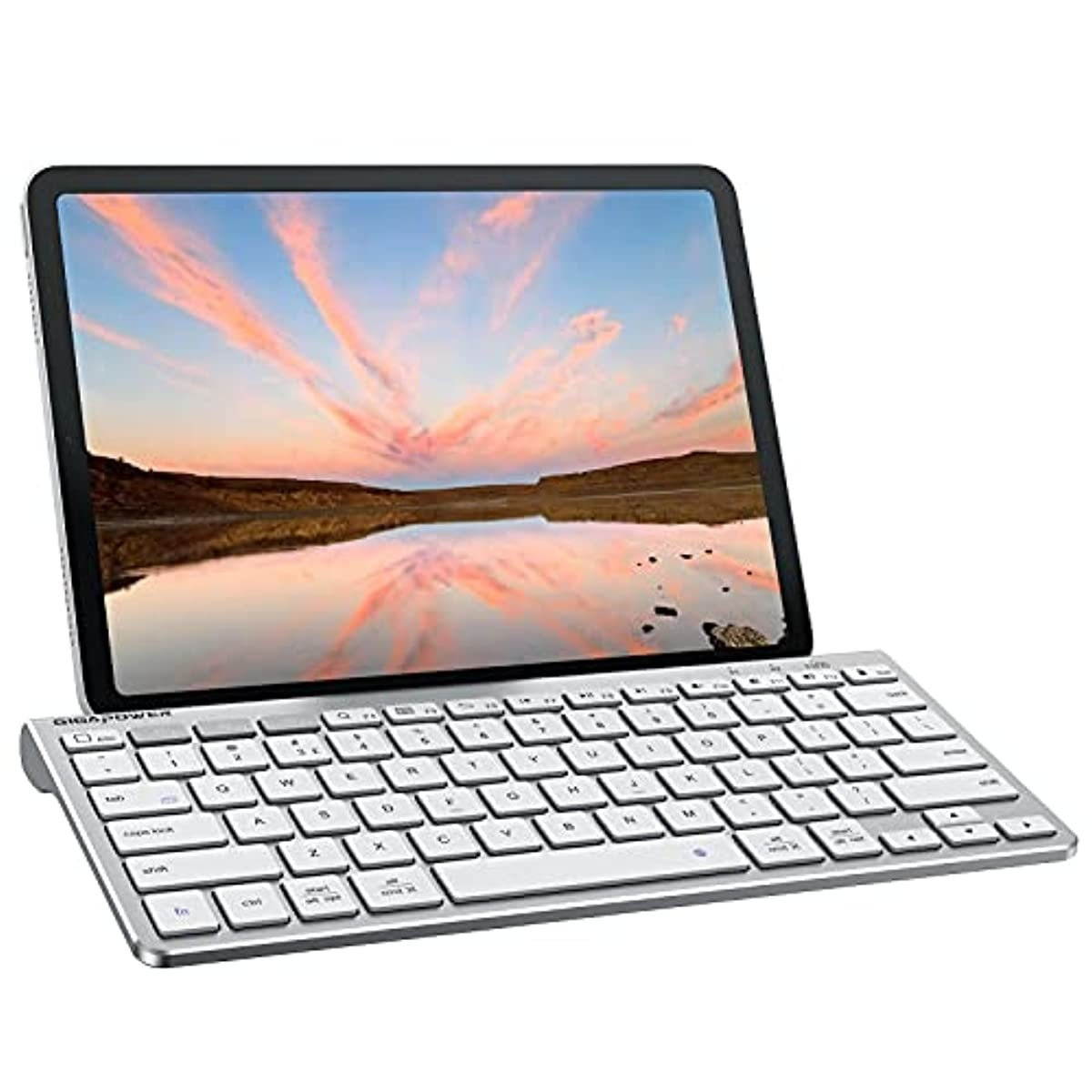Fintie Gigapower Multi-Device Universal Wireless Bluetooth Keyboard with Foldable Stand for iPad Samsung Surface Tablet Smartphone PC MacBook, iOS, Android, Windows Tablets Phone, Silver