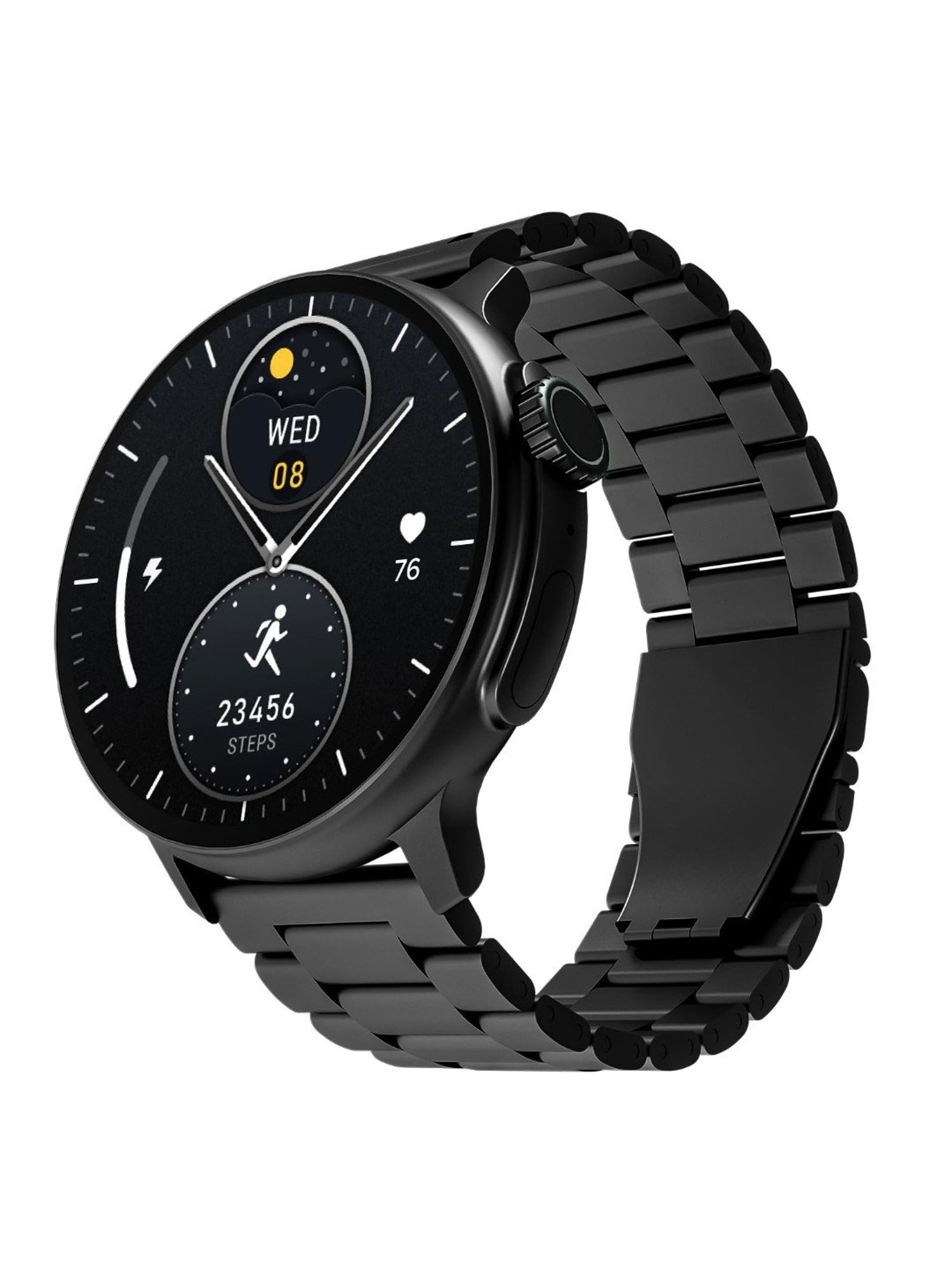 Boat Lunar Tigon Advanced BT Calling Smartwatch with 1.45 inch AMOLED Display & IP67 (Steel Black)