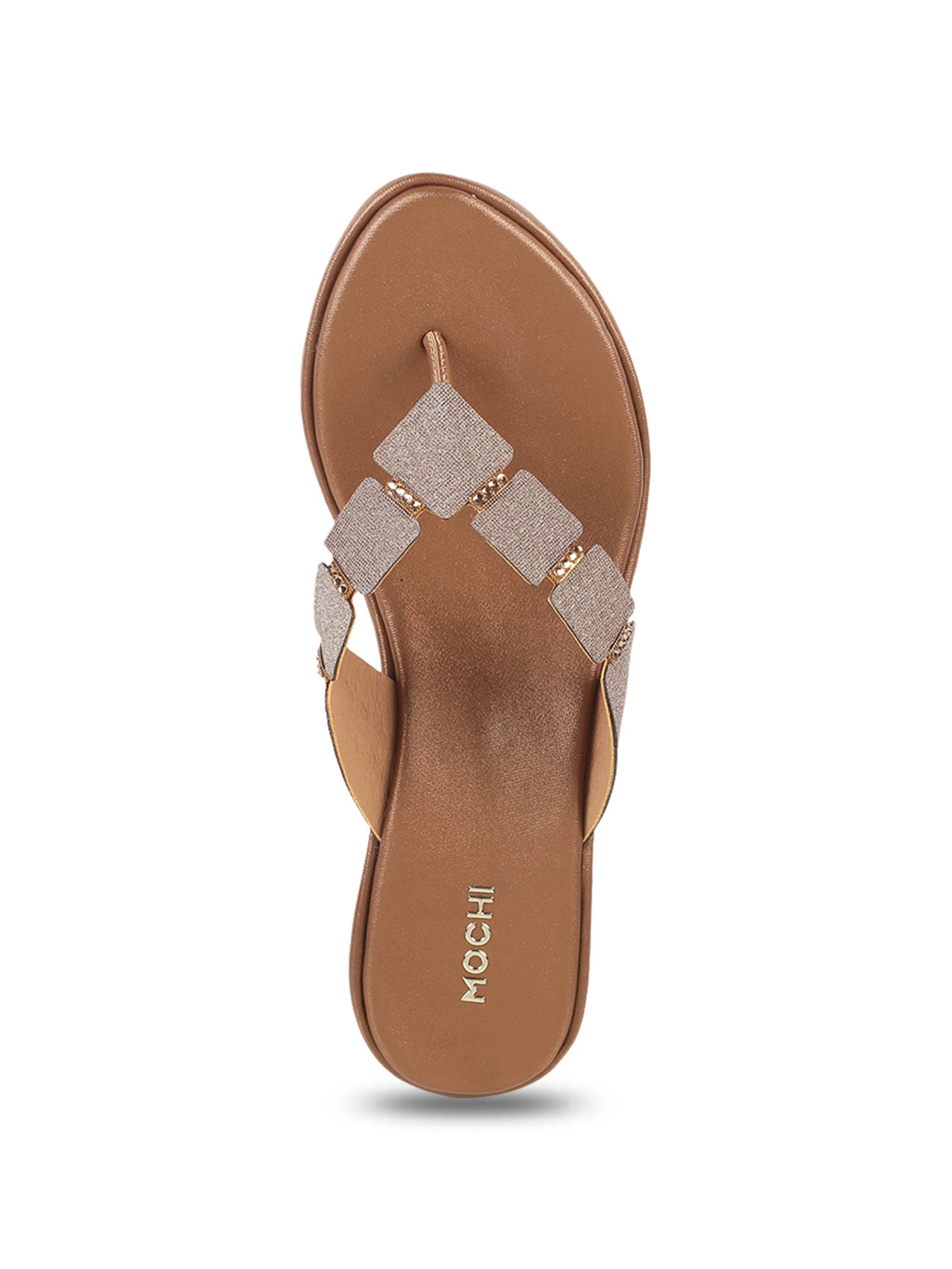 Mochi Women's Antic Gold Thong Sandals