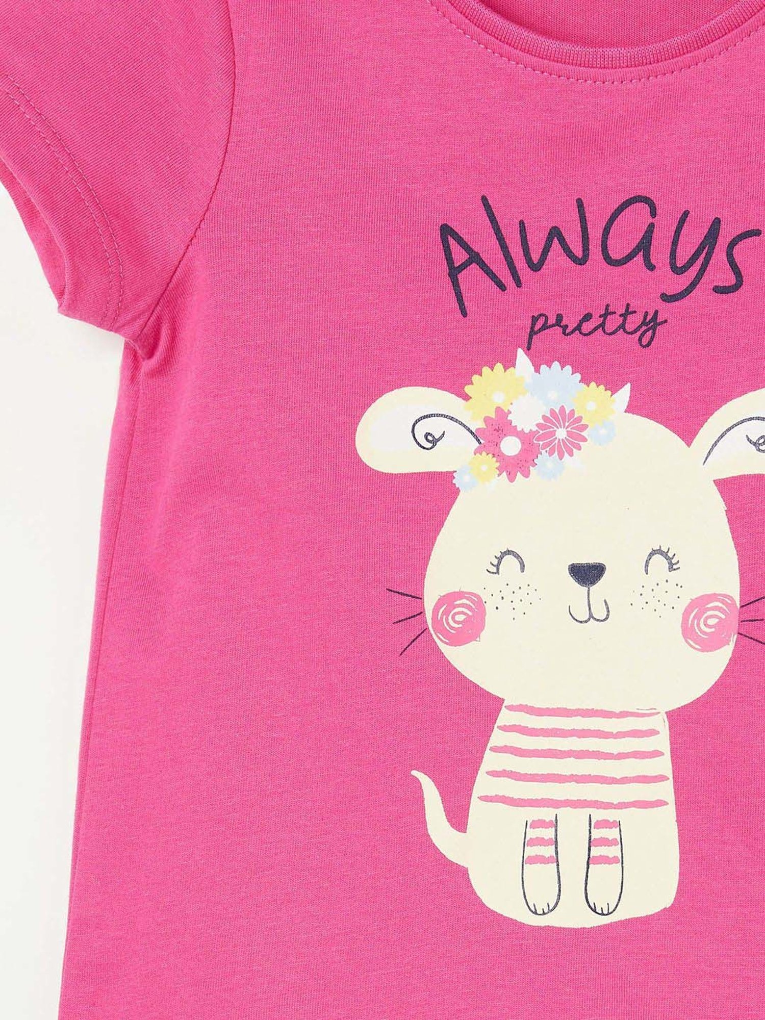 Juniors by Lifestyle Fuchsia Pink Cotton Printed T-Shirt